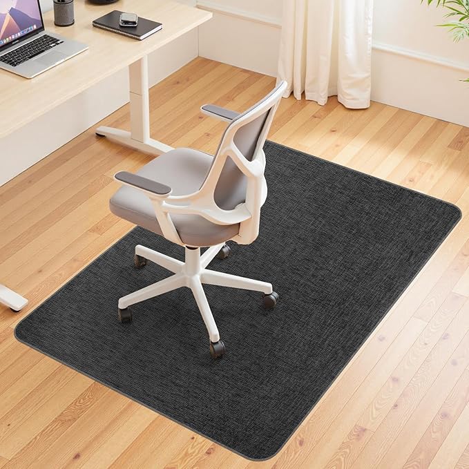 Wansimoo Office Chair Mat for Hardwood and Tile Floor, 40"x55" Floor Mat, Heavy Duty Computer Gaming Chair Mat, Anti-Slip, Non- Curve, Desk Chair Mat,Floor Protector for Home Office(Black)