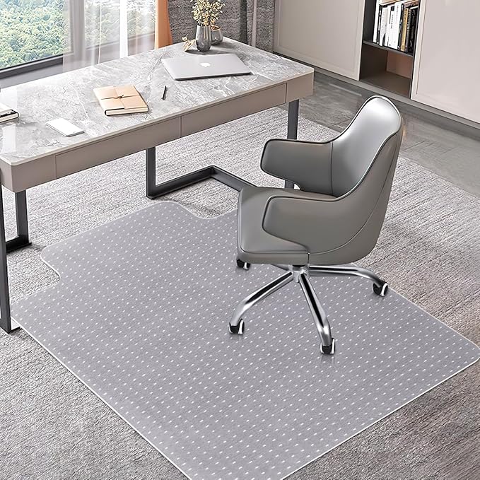 BesWin Office Chair Mat for Carpets, 30" x 48" Low Pile Carpet Protector Mat for Office Chair, Heavy Duty Computer Desk Floor Mat for Carpeted Floors, Easy Glide and Flat Without Curling