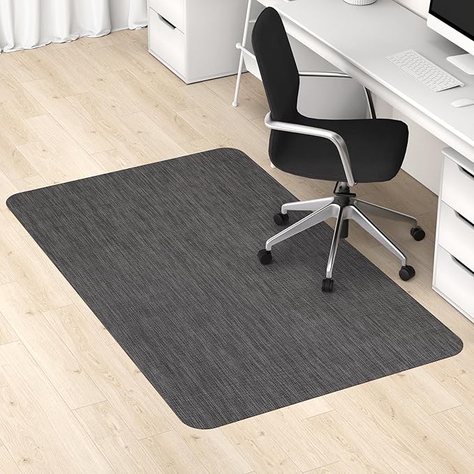 Blvornl Office Chair Mat for Hardwood Floor, 45"x 53" Desk Chair Mat for Hard Wood and Tile Floor, Large Anti-Slip Hard Floor Protector, PVC Mat Desk Rug for Office Home, Black