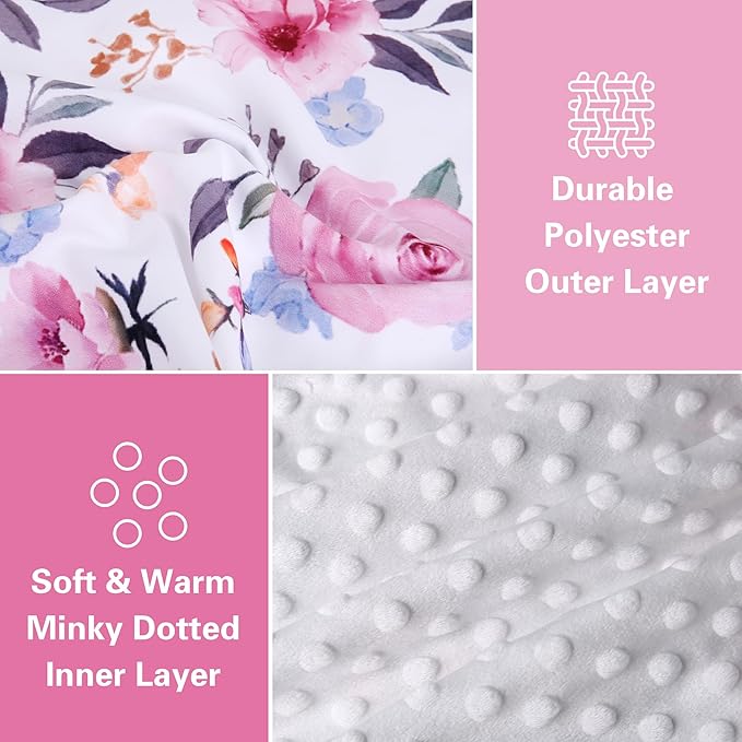 Rquite Car Seat Cover Baby, Carseat Covers Baby Girl, Winter Infant Car Seat Cover, Warm Minky Car Seat Canopy, Baby Carrier Cover with Peekaboo Opening, Multi Use Nursing Cover & Toddler Blanket
