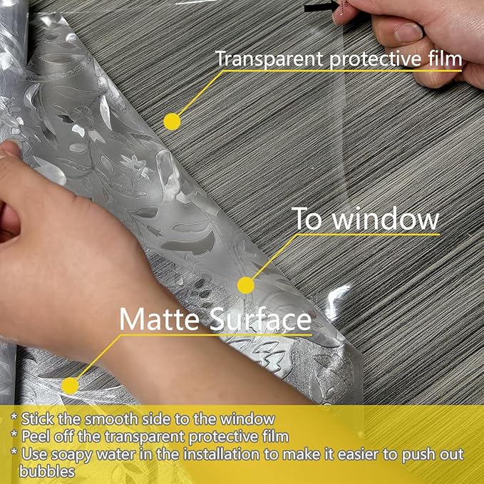Bloss Privacy Window Film Decorative Window Privacy Film Stained Glass Window Clings, Anti-UV Sun Blocker Heat Control Windows Stickers for Home(29.5 x 78.7 inch)