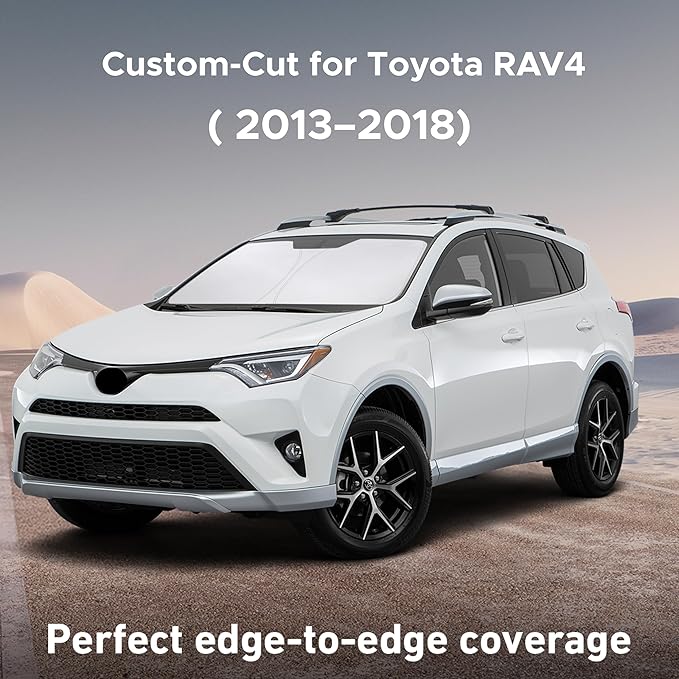 EcoNour Windshield Sun Shade for Toyota RAV4 2013–2015 2016 2017 2018, Sun Visor for Front Windshield & Window Sunshade Cover, UV Heat Blocker & Protector, Car Accessories