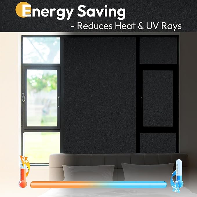 rabbitgoo Blackout Window Film 100% Light Blocking, Static Cling No Glue Easy Install, Removable Room Darkening Window Cover for Daytime Sleep, Bedroom, Nursery, Home Theater, 23.6 by 78.7 inch