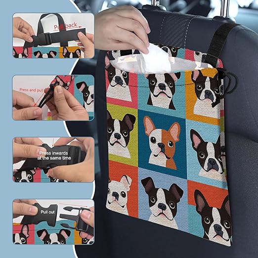 Cotpna Lovely Dogs Car Garbage Bag, 5.1L Rectangular, Foldable, Multi-Purpose, Easy to Clean