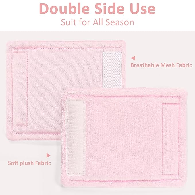 SWESEN Baby Car Seat Strap Covers, 3 Piece Soft Car Seat Strap Shoulder Pads for Baby Girls Boys, Double-Sided Use carseat Straps Covers for Stroller, Car Seats, Pushchair, Pink