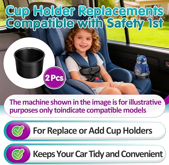 2Pcs Cup Holder Compatible with Safety 1st EverFit & Grow and Go, Compatible with Maxi-COSI Pria, Cosco All-in-One Car Seat (Model C6577 & C6474), Durable PP Injection Molded
