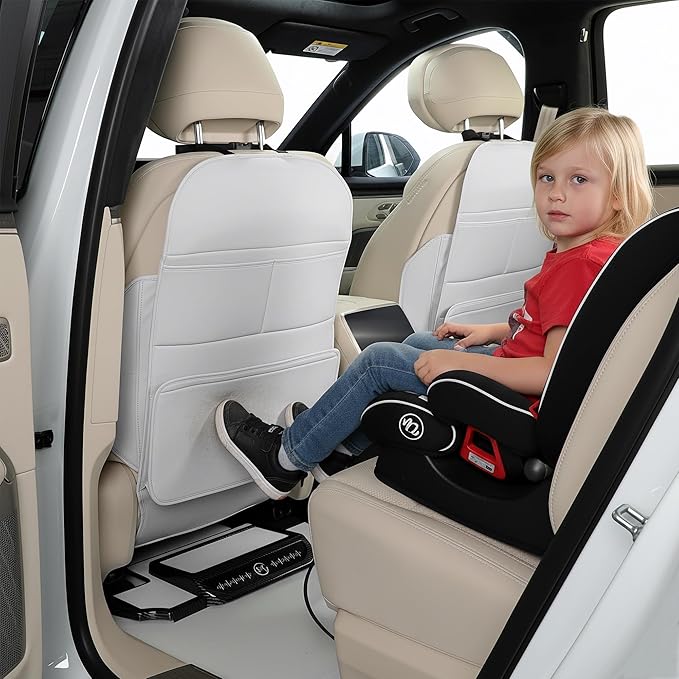 TAIKOO Seat Back Protector,Preventing the Impact of Children Stepping on the Seat Backrest,Beautiful appearance and easy to clean,black (Cream White -2 pcs)