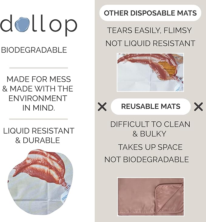 Food Catcher Splat Mat for Underneath Highchair | Premium Durable Material | Biodegradable | Disposable (30 Count)| Compatible with All Highchairs | Baby Food Mess Catcher- (Rose Wildflower)