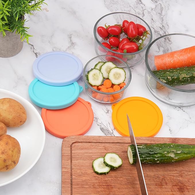 LUVCOSY 1 Cup Silicone Replacement Lids Storage Cover for Anchor Hocking Glass Bowls (Container not Included) 4 Pack Microwave, Dishwasher and Freezer Safe