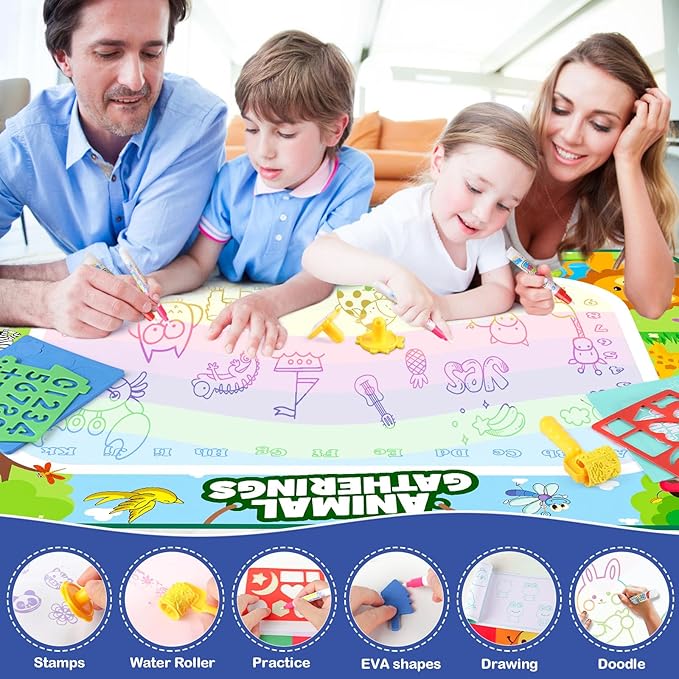 Doodle Pad for Toddlers 1-3, 40 X 27 Inch Extra Large Water Painting Drawing Color Doodle Mat, Educational Toys for 3+ Year Old, Toddler Toys for Age 3 4 5 6 7 8 Year Old Girls Boys Birthday Gifts