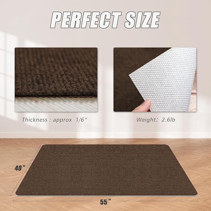 Sycoodeal Office Chair Mat for Hardwood Floor,Office Computer Gaming Chair Mat for Tile Floor,Large Floor Protector Rug,Anti-Slip,Easy to Clean,Coffee(40"x55")