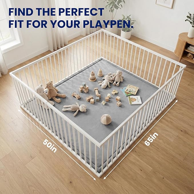 Huloo Sleep Ultra Soft Baby Play Mat for Floor, 1.3" Thick Elasti-Foam 65x50 Play Mat for Playpen,Water-Repellent Coral Velvet for Tummy Time, Non-Slip Backing,Safe for Toddlers & Infants（Dark Grey）