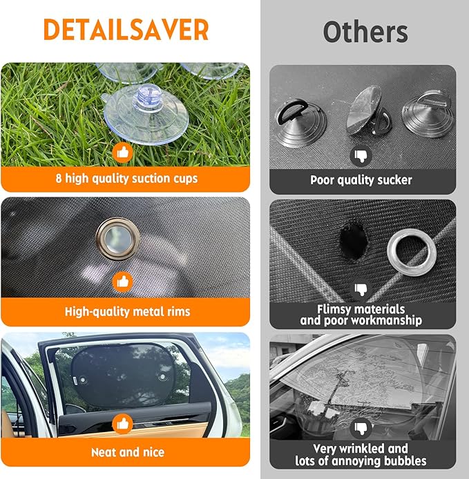 [2025 Upgraded] Car Shades for Side Windows 19"x12"(4 Pack),Sun Shade for Window with 8 Suction Cups,Car Window Shades Can Blocks 99.98% UVR,Window Shade for Baby