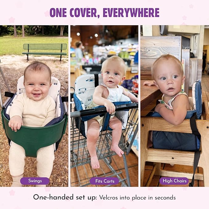 Shopping Cart Seat Cover for Baby, High Chair & Grocery Seat Protector, Padded Chair Covers for Restaurant Seats, Unisex Machine Washable Grocery Cart Liner & Swing Insert – Trucks