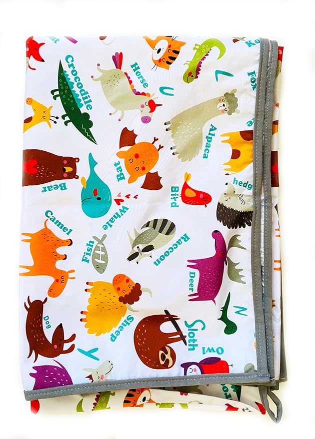 Waterproof High Chair Splat Mat – Machine Washable Floor & Table Protector for Baby Feeding, Art & Crafts, Outdoor Use (Zoo, 114x83 Inch)