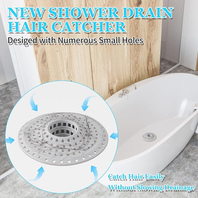 Aluvor Bathtub Drain Hair Catcher,Silicone Tub Hair Catcher Drain Protector,All-in-one Shower Hair Drain Catcher Strainer for 1.48'' to 1.76'' Regular Drains, 3PCS(Patent Pending)