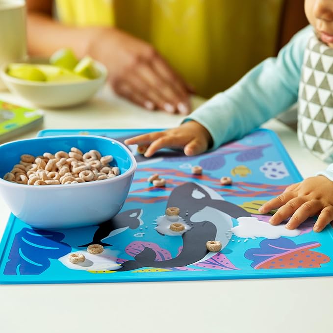 Munchkin® WildLove Reversible Silicone Placemat for Kids, 1pk, Orca