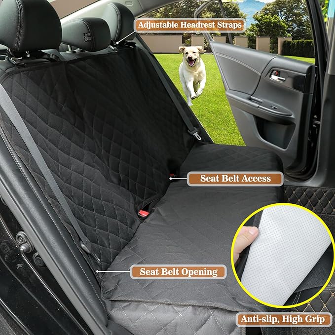 Meolsaek Dog Car Seat Cover for Back Seat, Waterproof Back Seat Pet Cover for Dogs, Non-Slip Backseat Cover for Dogs in Car (Bench)
