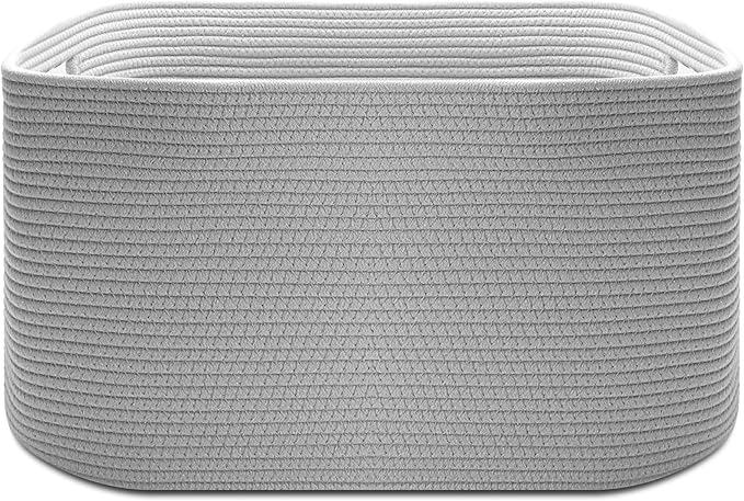 Large Woven Storage Bin for Organizin, Large Nursery Blanket Storage, Big Basket with Handle for Living Room, Toy, Storage, 22"x17"x12"