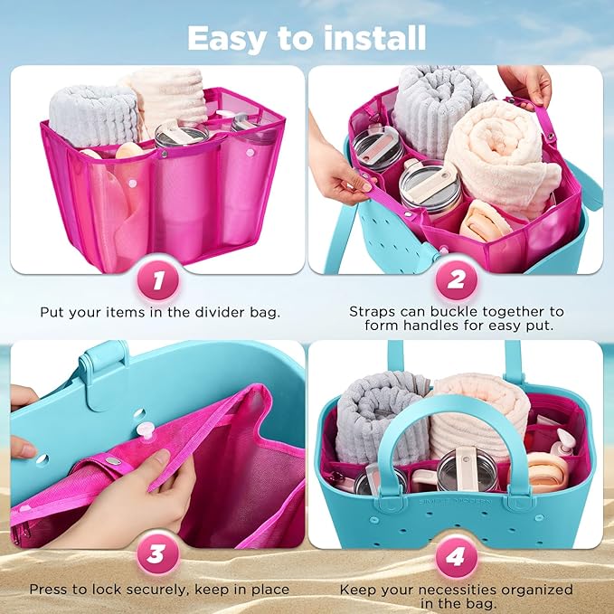 OUTXE Beach Bag Organizer Inserts Compatible with Large Simple Modern Bag Accessories, Lightweight Mesh Insert Divider Pouch for L Simple Modern Bag, Fits Travel, Pool, Boat, Sports