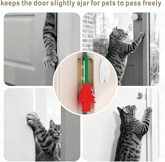 YOFENZO Christmas Tree Hanging Silicone Door Pinch Guard and Anti Door Slam Stopper,Child Safety Finger Pinch Guard,Baby Proofing Doors to Keep Door Open Stop Door from Slamming(2 PCS red-Green)