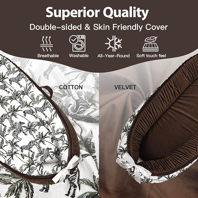 Baby Lounger-Breathable and Soft Organic 100% Cotton, Portable Infant Lounger with Removable Lounger Cover, Baby nest Lounger for Newborn - Brown Zebra