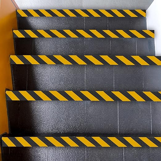 COSIMIXO 1" x 35Ft Black&Yellow Heavy Duty Anti Slip Tape for Stairs Outdoor/Indoor Waterproof Grip Tape Safety Non Skid Roll for Stair Steps Traction Tread Staircases Anti-Slip Strips