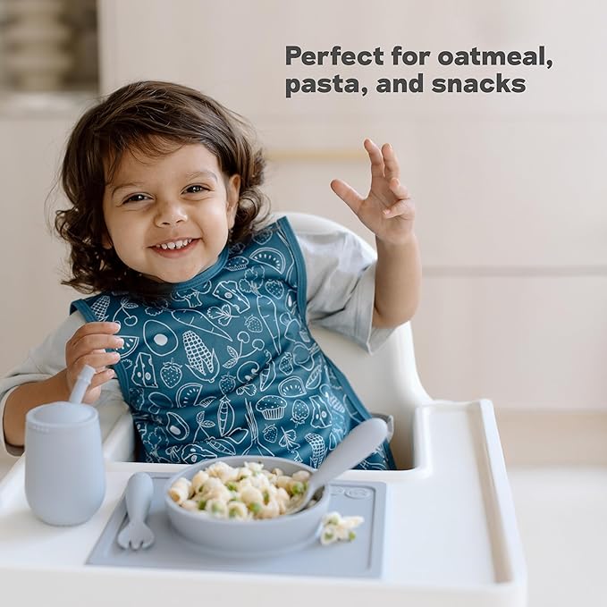 ezpz Mini Bowl (Blush) - 12 Months+ - 100% Silicone Suction Placemat + Bowl for Toddlers - Comes with a Reusable Travel Bag