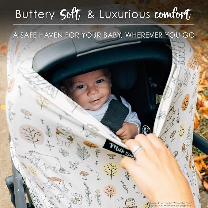 Milk Snob Original Disney 5-in-1 Cover, Winnie The Pooh Baby Bee, Added Privacy for Breastfeeding, Baby Car Seat, Stroller, High Chair, Shopping Cart, Lounger Canopy - Newborn Essentials, Nursing Top