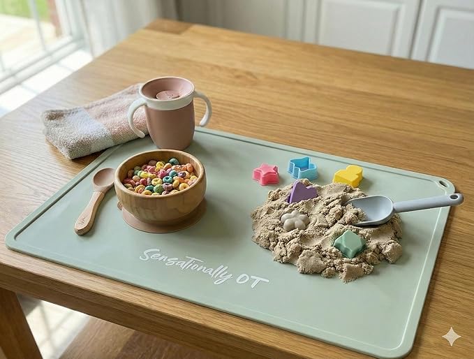 Green - Premium Silicone Placemat for Toddlers - Non-Slip, Easy Clean Design, Kids Placemats for Dinning Table, Portable, Perfect Mess-Free Mealtime & Playtime