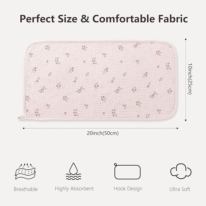 Susurration Muslin Burp Cloths, Soft Baby Burping Cloths for Unisex Boys and Girls, Newborn Essentials Large Extra Absorbent Washcloths, 20x10in, 6 Pack