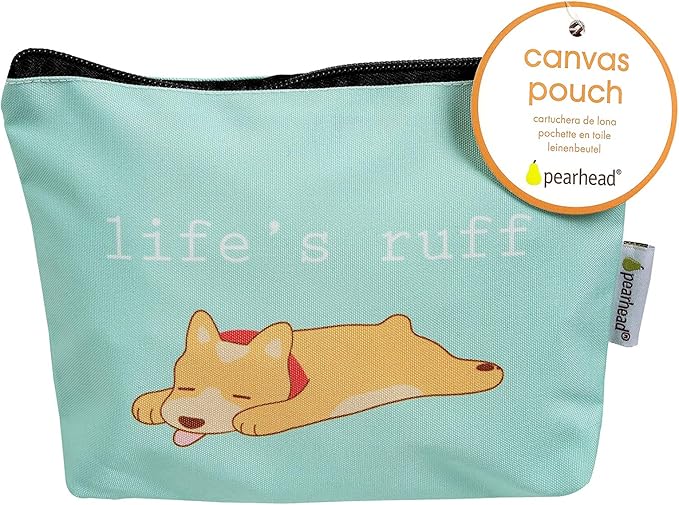 Pearhead Mommy and Baby Things Pouch Set, Canvas Zipper Organizer Bags for Diaper Bag and Travel, Cosmetic and Makeup Bag for Mom