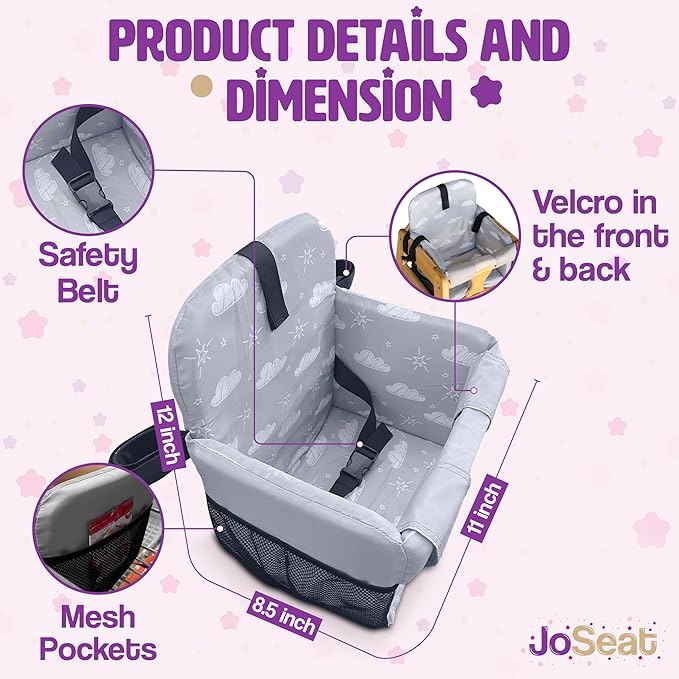 Shopping Cart Seat Cover for Baby, High Chair & Grocery Seat Protector, Padded Chair Covers for Restaurant Seats, Unisex Machine Washable Grocery Cart Liner & Swing Insert – Grey Clouds