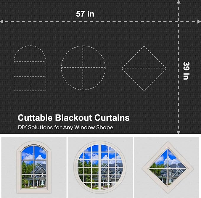 Blackout Curtains for Bedroom - 39" x 57" Portable Blackout Blinds Curtain for Any Windows -100% Blackout Shades Window Film -Temporary Blackout Shades for Baby Nursery,Dorm Room,Travel or Office Use