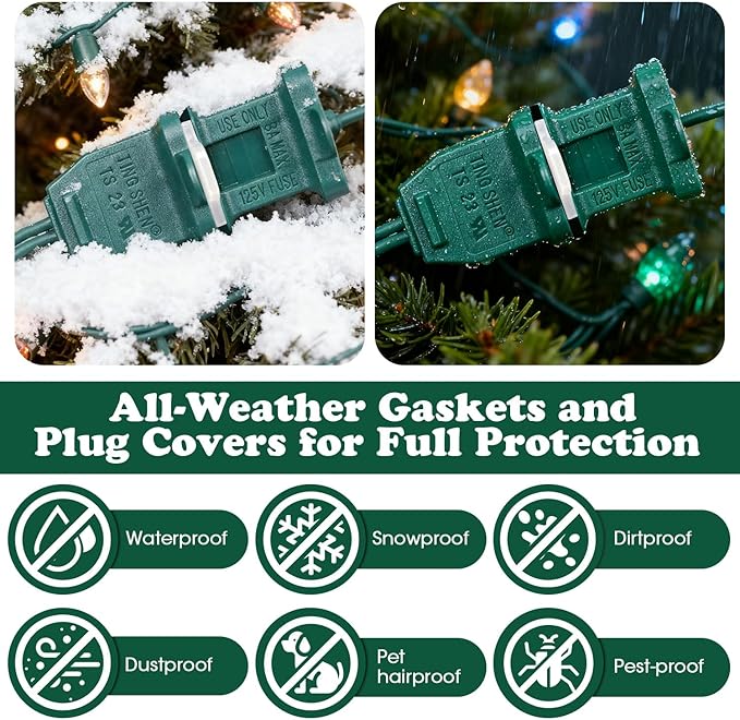 60 Sets Weatherproof Gaskets and Plug Covers Outdoor Waterproof Outlet Plug Covers Extension Gfci Electric Cord Protectors Christmas Lighting Installation Weatherproof Gaskets Kits Stop Gfci Tripping
