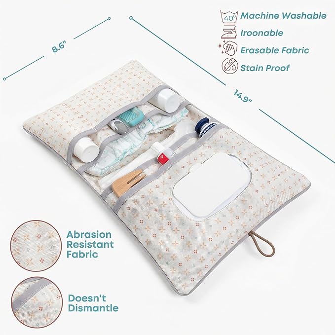 HAMUR Baby Diaper Bag Organizer – Compact & Foldable Stroller Pouch for Newborn Essentials | Travel-Friendly | Fits Boys & Girls (Solid Green)