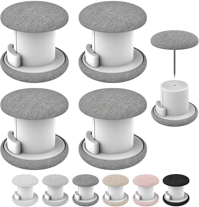 AHAILUOO Duvet Pins & Clips-Double Sided Pin Fasteners - Prevents Comforter from Shifting in Cover,Soft Linen Material Double Sided Pin Fasteners for Quilt,Cushions (6, Medium Gray)