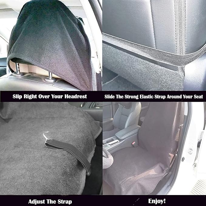 LoyaGour Car Seat Cover Protector Front Seats,for Gym Workout,Running,Swimming,Beach and Hiking,Waterproof Sweat Towel Bucket Seat Covers for Cars SUV Trucks (Grey, 2Pcs)