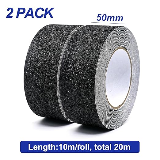 BOMEI PACK Anti Slip Traction Tape,2 Inch x 33 Ft,Heavy Duty Non Slip Tape,Grip Tape for Stairs, Tread Step, Indoor & Outdoor Use,Waterproof Stairs Non Skid Treads (Black)