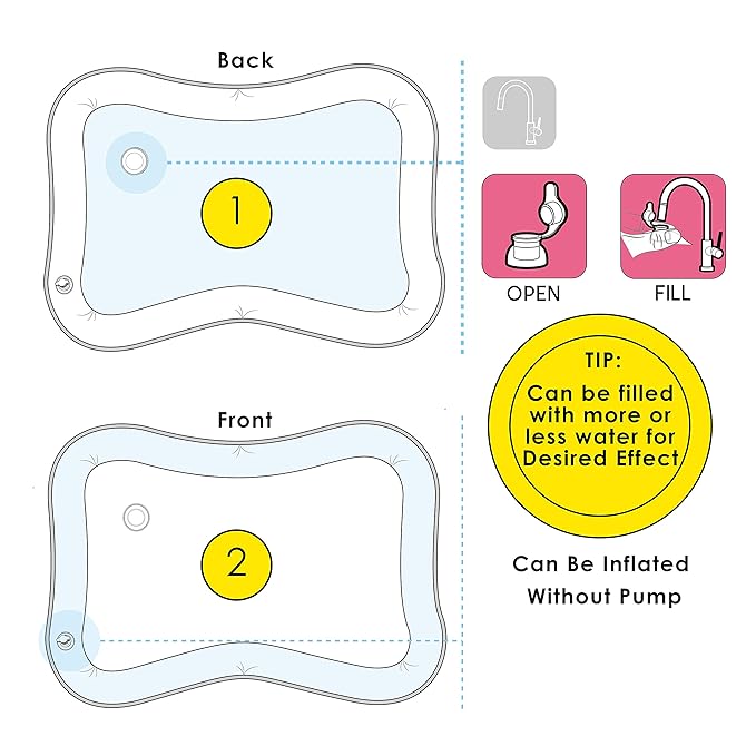 Splashin'kids Inflatable Tummy time Premium Water mat Infants and Toddlers is the Perfect Fun time Play Activity Center Your Baby's Stimulation Growth
