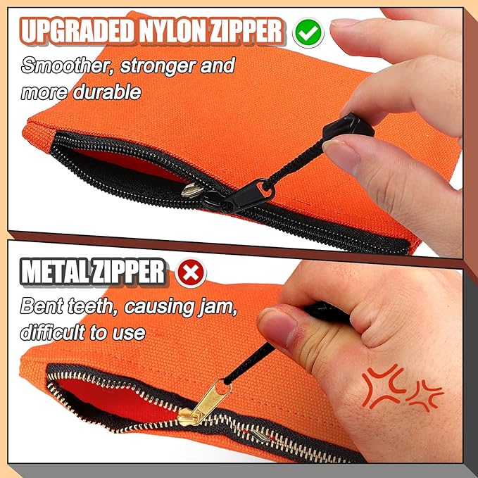 ANPHSIN 7''x4.7'' Canvas Tool Bags Pouches - 4 Pack Heavy Duty Zipper Pouch Set, Multipurpose Small Tools Storage Organizer with Dependable Zipper