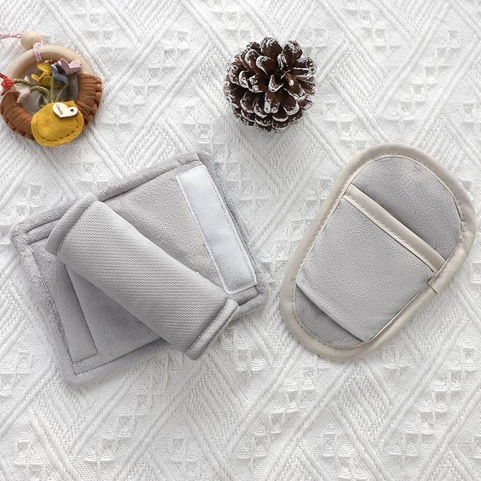 SWESEN Baby Car Seat Strap Covers, 3 Piece Soft Car Seat Strap Shoulder Pads for Baby Girls Boys, Double-Sided Use carseat Straps Covers for Stroller, Car Seats, Pushchair, Gray