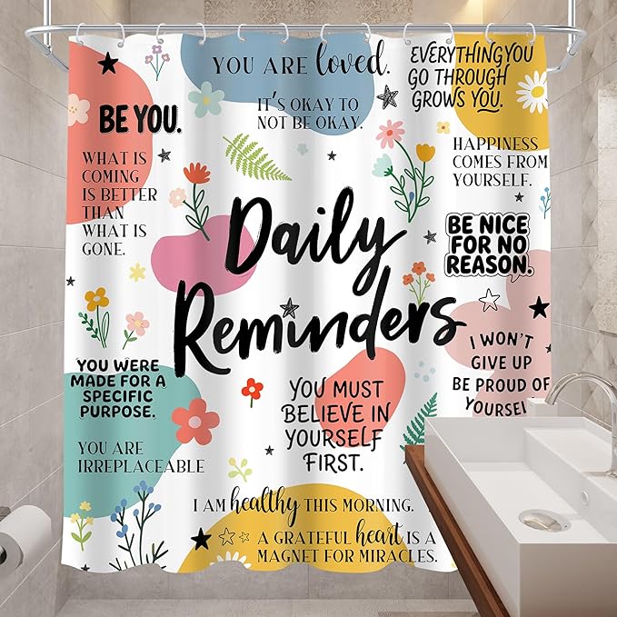 Christian Bible Verse 72Wx72H Shower Curtain Kids Abstract Boho Mid Century Colorful Inspirational Quotes Geometric Scripture Bathroom Curtain Set Minimalist Bath Bathroom Accessories Decor
