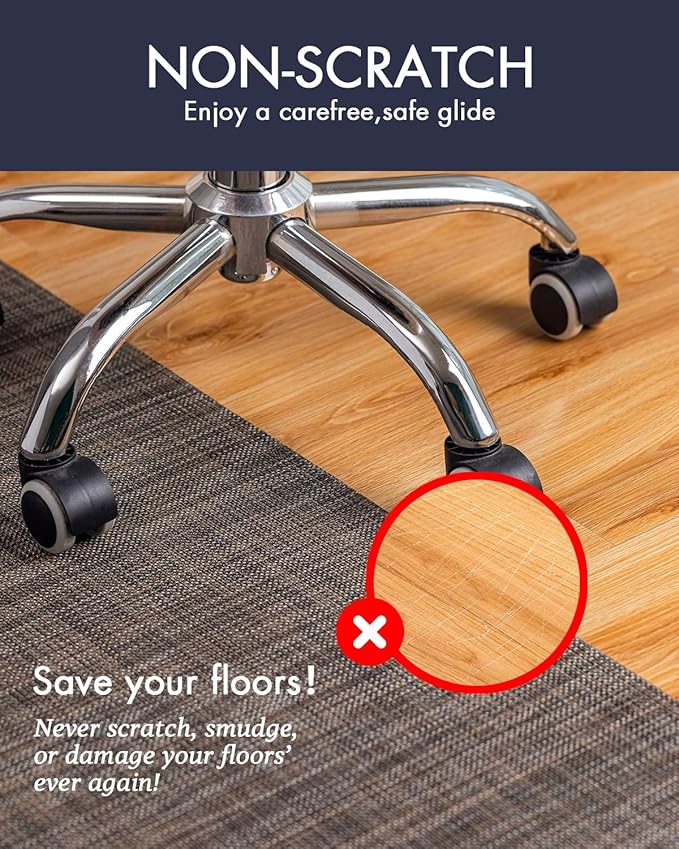 Baroyal Office Chair Mat for Hardwood Floor Under Desk Computer Rolling Chair Mat for Wood/Tile Floor Non-Slip Heavy Duty Desk Rug PVC Plastic Hard Floor Protector 45"x 53" (Dark Walnut)