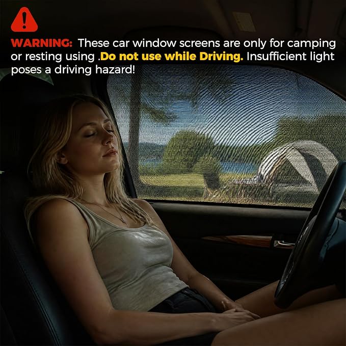 Car Front Side Window Shades,2 Pack Breathable Mesh Car Window Screens Sun Shades Covers for Car Camping