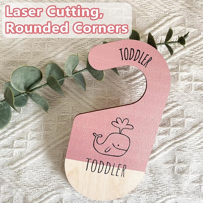 Baby Closet Dividers, Hanging Wooden Double-Sided Nursery Decor Closet Dividers for Baby Clothes, Baby Clothes Dividers for Newborn to 24 Months Size Clothes