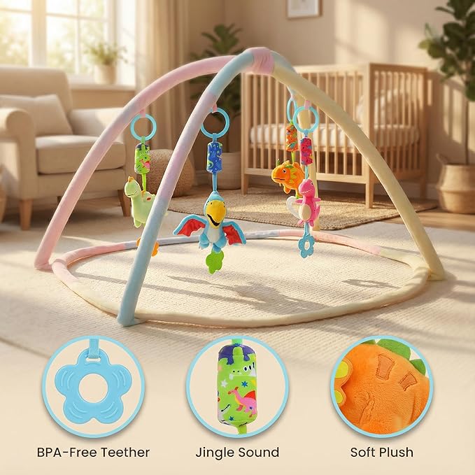 gebra Baby Toys for 0 3 6 9 12 Months, Soft Rattle Wind Chime Car Seat Crib Stroller Toys, Dinosaur Baby Hanging Toys Birthday for Baby Boys and Girls