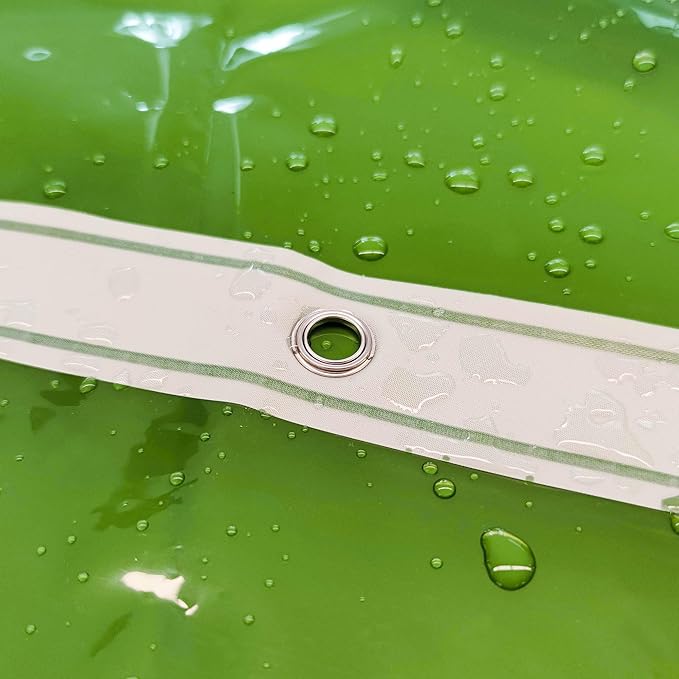 Barossa Design Clear Green Long Shower Curtain Liner 78" Height - 3 Magnets & Waterproof Lightweight PEVA Shower Liner for Bath Tub, PVC Free, Metal Grommets, Clear Green, 72x78