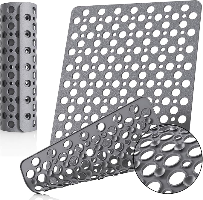 TONBELYCH Non Slip Bath Mat for Shower & Bathtub - 30x17 Inch with Strong Suction Cups and Drain Holes, Quick-Dry, Machine Washable Floor Mat for Elderly, Kids & Pets