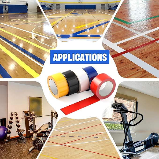 Frienda Floor Vinyl Tape 1/2inch Floor Marking Court Tape Outdoor Playing Field Marking Equipment for Social Distancing Gyms, Athletics, Equipment